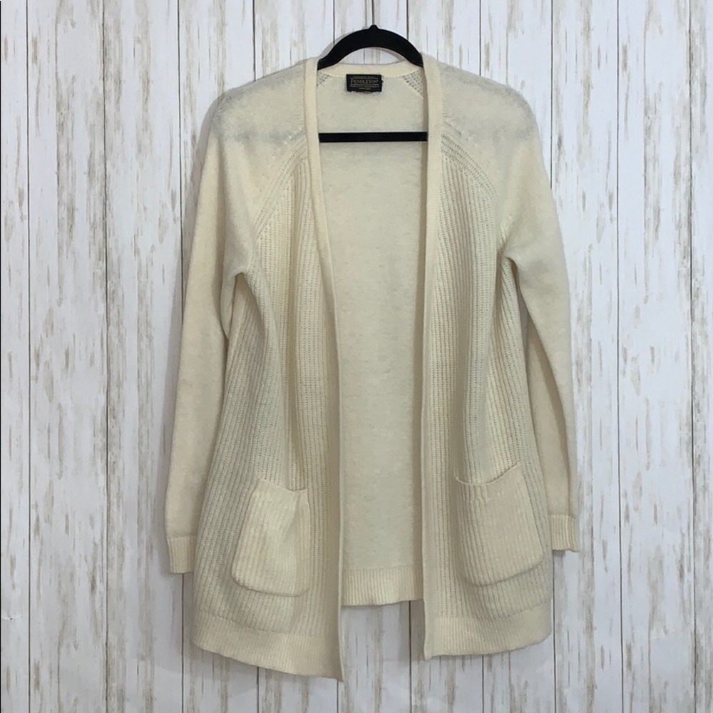 Size L Pendleton Open Front Wool Blend Cardigan - image 1